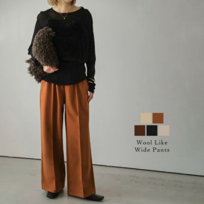 春夏半額SALE対象】 ウールライク ワイドパンツ レディース