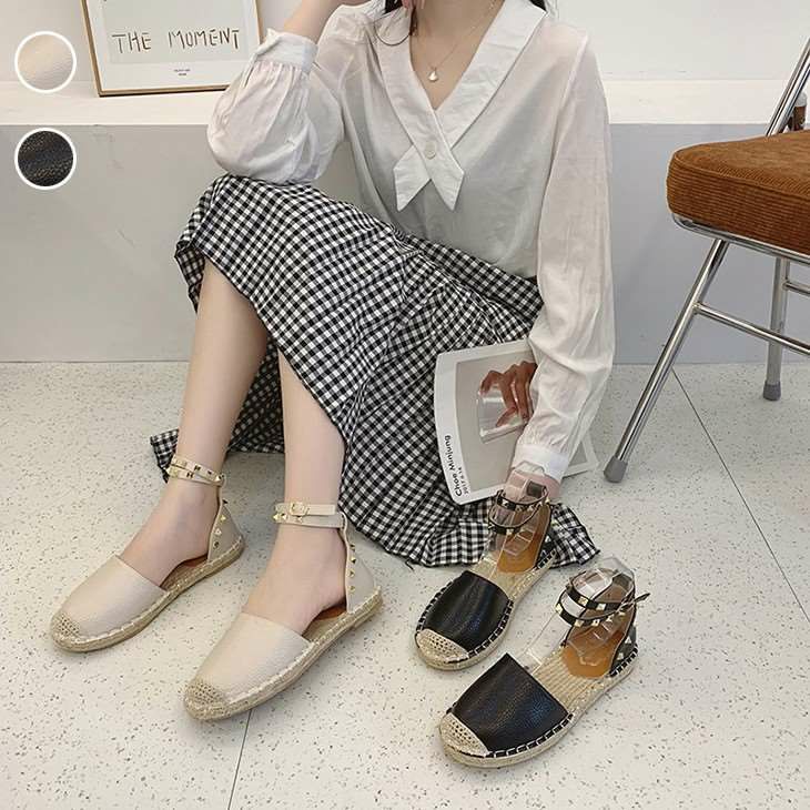 アンクルストラップ フラットシューズ エスパドリーユ レディース スタッズ スリッポン ぺたんこ カジュアル スニーカー 夏 シューズ 靴 おしゃれ 可愛い 21春夏新作 K3 T1006 予約販売 15 日 送料無料 宅込 La Gemme ラジェム