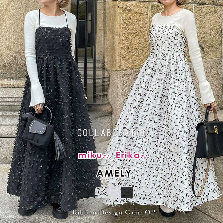 AMELY by La-gemme］新作コラボ キャミワンピ リボン風デザイン バック 