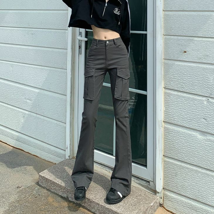 偉大な AMELY by La-gemme］ハイウエスト フレアパンツ ブーツカット パンツ